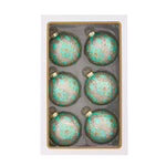 Kurt Adler 80MM Glass Teal and Blue Glass Ornaments, 6-Piece Box