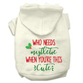 Load image into Gallery viewer, Christmas Pet Hoodie, "Who Needs Mistletoe When You're This Cute"