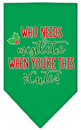 Load image into Gallery viewer, Christmas Pet and Dog Bandana Screen Printed, "Who Needs Mistletoe"