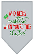 Load image into Gallery viewer, Christmas Pet and Dog Bandana Screen Printed, "Who Needs Mistletoe"