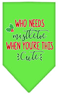 Load image into Gallery viewer, Christmas Pet and Dog Bandana Screen Printed, "Who Needs Mistletoe"