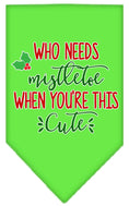 Load image into Gallery viewer, Christmas Pet and Dog Bandana Screen Printed, "Who Needs Mistletoe"