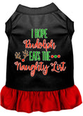 Load image into Gallery viewer, Christmas Pet Dress Screen Printed, "I Hope Rudolph Eats The Naughty List"