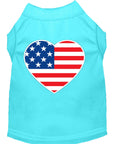 Load image into Gallery viewer, Pet Dog & Cat Shirt Screen Printed, "American Flag Heart"