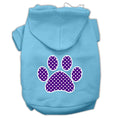 Load image into Gallery viewer, Pet Hoodie Screen Printed, "Purple Swiss Dots Paw"