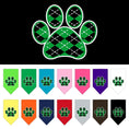 Load image into Gallery viewer, Pet and Dog Bandana Screen Printed, "Green Argyle Paw"