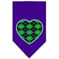 Load image into Gallery viewer, Pet and Dog Bandana Screen Printed, "Green Argyle Heart"