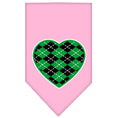 Load image into Gallery viewer, Pet and Dog Bandana Screen Printed, "Green Argyle Heart"