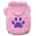 Load image into Gallery viewer, Pet Hoodie Screen Printed, "Purple Swiss Dots Paw"