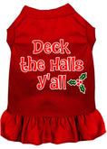 Load image into Gallery viewer, Christmas Pet Dress Screen Printed, "Deck The Halls Y'all"