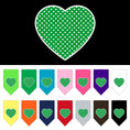 Load image into Gallery viewer, Pet and Dog Bandana Screen Printed, "Green Swiss Dot Heart"