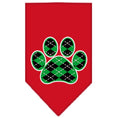 Load image into Gallery viewer, Pet and Dog Bandana Screen Printed, "Green Argyle Paw"