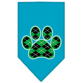 Load image into Gallery viewer, Pet and Dog Bandana Screen Printed, "Green Argyle Paw"