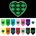 Load image into Gallery viewer, Pet and Dog Bandana Screen Printed, "Green Argyle Heart"