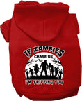 Load image into Gallery viewer, Halloween Pet Hoodie "If Zombies Chase Us, I'm Tripping You"