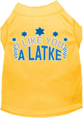 Load image into Gallery viewer, Hanukkah Pet Dog and Cat Shirt Screen Printed, "I Like You A Latke"