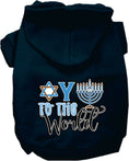 Load image into Gallery viewer, Hanukkah Pet, Dog and Cat Hoodie Screen Printed, "Oy To The World"
