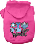 Load image into Gallery viewer, Hanukkah Pet, Dog and Cat Hoodie Screen Printed, "Oy To The World"