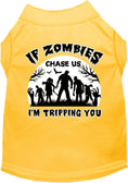 Load image into Gallery viewer, Halloween Pet Dog & Cat Shirt, "If Zombies Chase Us, I'm Tripping You"