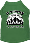 Load image into Gallery viewer, Halloween Pet Dog & Cat Shirt, "If Zombies Chase Us, I'm Tripping You"
