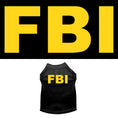 Load image into Gallery viewer, Halloween Pet Dog & Cat Shirt Screen Printed, "FBI Costume"