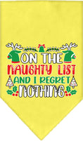 Load image into Gallery viewer, Christmas Pet Bandana "On The Naughty List And I Regret Nothing"