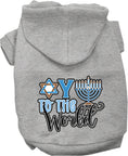 Load image into Gallery viewer, Hanukkah Pet, Dog and Cat Hoodie Screen Printed, "Oy To The World"