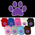 Load image into Gallery viewer, Pet Hoodie Screen Printed, "Purple Swiss Dots Paw"