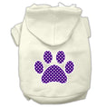 Load image into Gallery viewer, Pet Hoodie Screen Printed, "Purple Swiss Dots Paw"