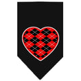 Load image into Gallery viewer, Pet and Dog Bandana Screen Printed, "Red Argyle Heart"