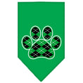 Load image into Gallery viewer, Pet and Dog Bandana Screen Printed, "Green Argyle Paw"