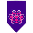 Load image into Gallery viewer, Pet and Dog Bandana Screen Printed, "Pink Argyle Paw"
