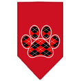 Load image into Gallery viewer, Pet and Dog Bandana Screen Printed, "Red Argyle Paw"