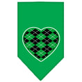 Load image into Gallery viewer, Pet and Dog Bandana Screen Printed, "Green Argyle Heart"