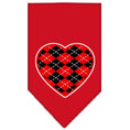 Load image into Gallery viewer, Pet and Dog Bandana Screen Printed, "Red Argyle Heart"