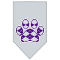 Load image into Gallery viewer, Pet and Dog Bandana Screen Printed, "Purple Argyle Paw"