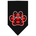 Load image into Gallery viewer, Pet and Dog Bandana Screen Printed, "Red Argyle Paw"