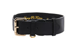 Classic Black Italian Leather Classic Collar