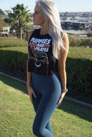 Puppies & Pilates Crop Top | Gift for Dog Moms & Yoga Lovers
