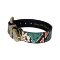 Load image into Gallery viewer, Multi-Color Embossed Snake Italian Leather Collar, with our Italian Made Swarovski Crystal Hardware