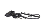 Dark Grey/Light Grey Embossed Croc Italian Leather Silver Swarovski Crystal Collar, Leash, Harness Set