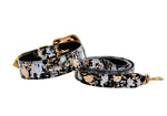 Black, Gold, Silver Iridescent Snake Collar & Leash Set With Swarovski Crystal Hardware