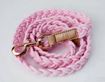 Dog Lead - Peony Pink/Rose Gold Plaited