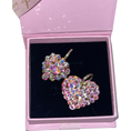 Load image into Gallery viewer, Puffy Heart & Flat Heart Swarovski Crystal Charm Set Of 2