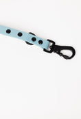 Load image into Gallery viewer, Dusty Blue Adjustable Leash by The Modern Dog Company with black hardware and button details. Ideal for stylish dog walks.