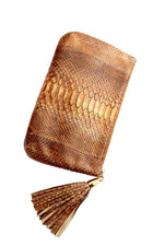 Bronze Python Clutch
