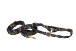 Floral/Lace Embossed Italian Leather Classic Collar, Leash, Harness Set