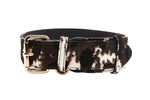 Brown, Black & White Hair On Hide Collar With Classic Gold Hardware