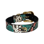 Multi-Color Embossed Snake Italian Leather Collar, with our Italian Made Swarovski Crystal Hardware