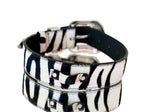 Luxury Pet Fashion Tiger Print Hair On Hide Italian Leather Collar With Swarovski Crystal Hardware